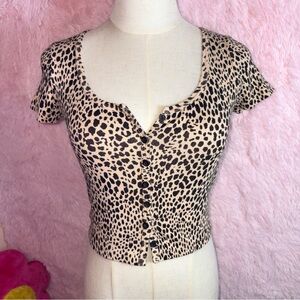 John Galt Leopard Button Up Top